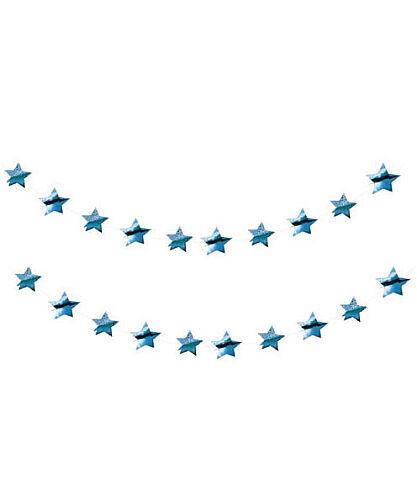 3 Boyutlu Sıralı Yıldız Süs Mavi 150 Cm 2 Parça - 
