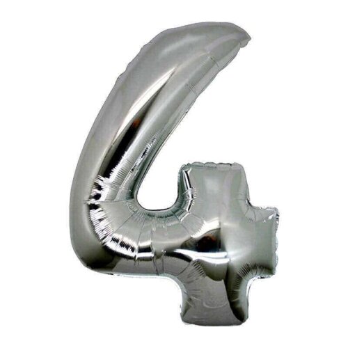 Folyo Balon 75 Cm Gümüş Rakam 4 - 