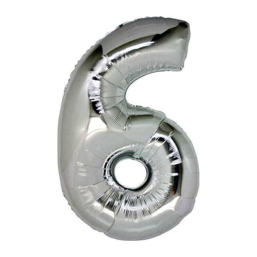 Folyo Balon 75 Cm Gümüş Rakam 6 - 1