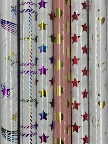 70x100 Varaklı Renkli Desenli Hediye Rulo Paketi Tekli 25 Parça - 