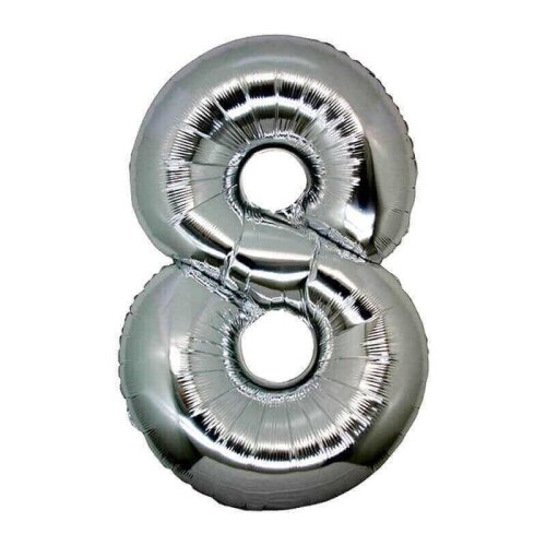 Folyo Balon 75 Cm Gümüş Rakam 8 - 1