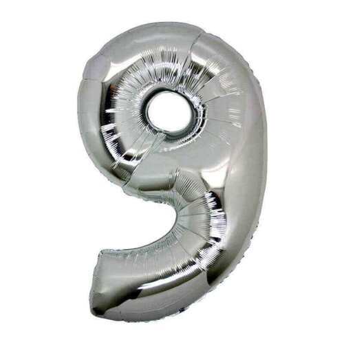 Folyo Balon 75 Cm Gümüş Rakam 9 - 1