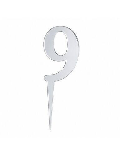 Pleksi Pasta Üstü 9 Rakam Gümüş - 
