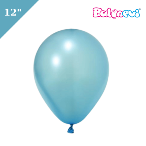 Lateks Metalik Balon 100 Parça Açık Mavi 12 İnç Balonevi - 