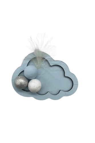 Ahşap Magnet Bulut Şekilli 25 Parça Mavi Gümüş - 