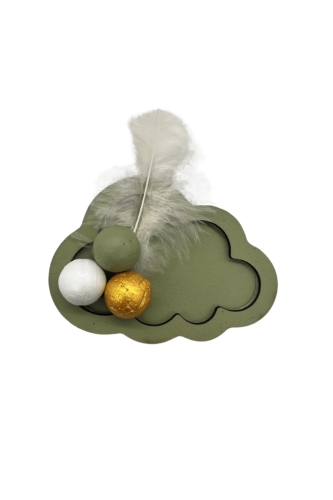 Ahşap Magnet Bulut Şekilli 25 Parça Yeşil Altın - 