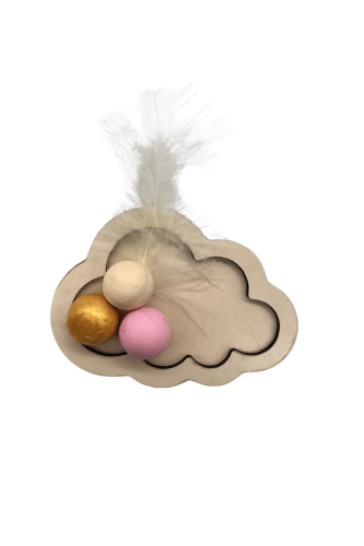 Ahşap Magnet Bulut Şekilli 25 Parça Krem Pembe - 