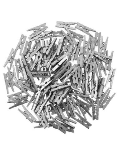 Ahşap Süs Mandal Gümüş 50 Parça 3 cm - 