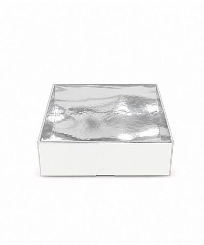 Asetat Pencereli Kutu 9 x 9 x 3 Cm 25 Parça Gümüş - 