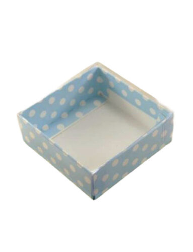 Asetat Pencereli Kutu 8x8x3 Cm 25 Parça Mavi Puantiyeli - 