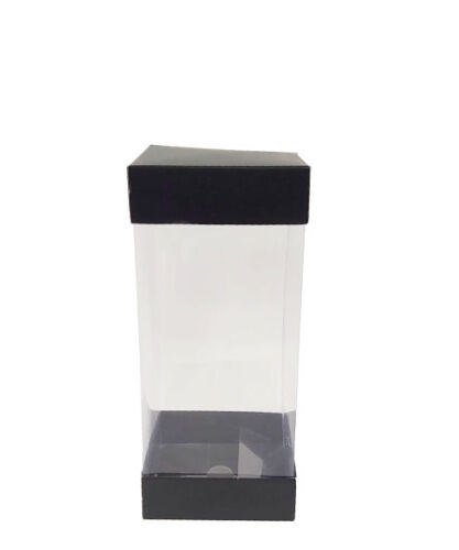 Asetat Pencereli Kutu Çift Kapak 9x9x20 5 Parça Siyah - 