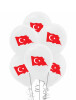 Lateks Baskılı Balon Türk Bayrağı Beyaz Balon 6 Parça - 1
