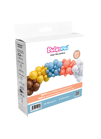 Balon Dekorasyon Seti Retro Temalı 72 Parça - 