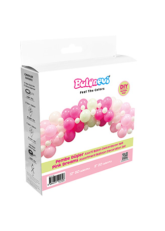 Balon Dekorasyon Seti Pembe Düşler Temalı 72 Parça - 