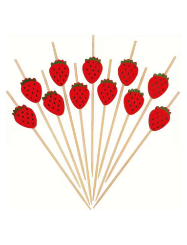 Bambu Çilek Model Kürdan 12 Parça - 1