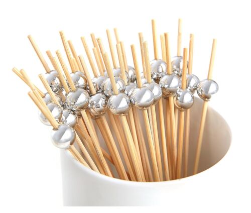 Bambu İncili Gümüş Renkli Kürdan 12 Parça - 2