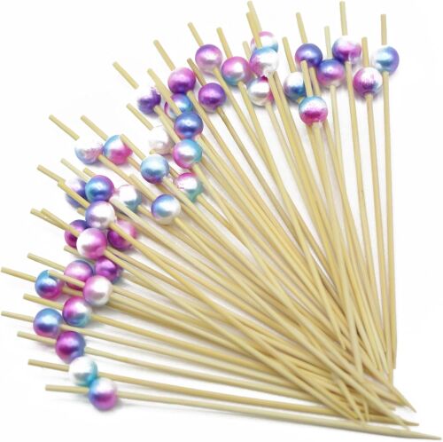 Bambu İncili Renkli Kürdan 12 Parça - 