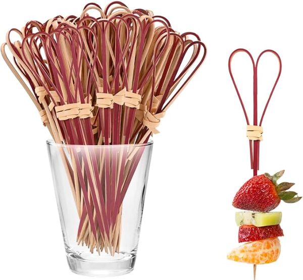 Bambu Naturel Kırmızı Kürdan 100 Parça - 
