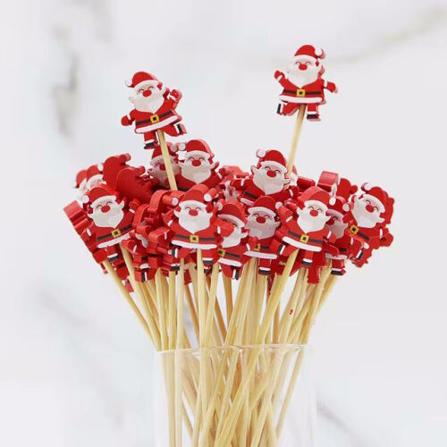 Bambu Noel Baba Model Kürdan 12 Parça - 1