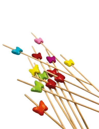 Bambu Pastel Renkli Kelebek Kürdan 12 Parça - 