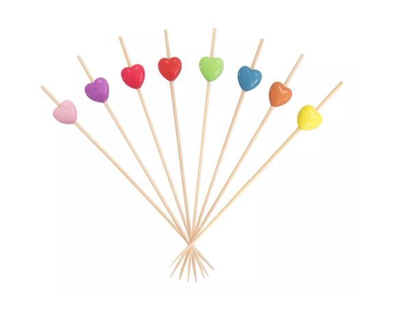 Bambu Makaron Renkli Kalp Kürdan 12 Parça - 