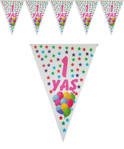 Bayrak Flama 1 Yaş Pembe Yıldızlı - 