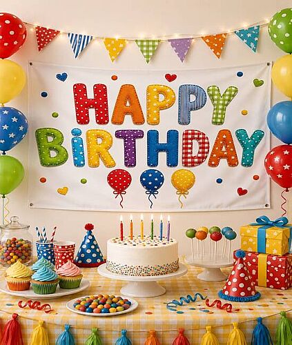  Bez Afiş Happy Birthday Renkli 100*150 - 