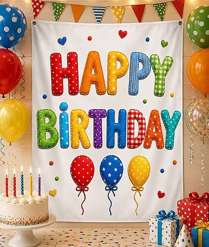  Bez Afiş Happy Birthday Renkli 150*100 - 