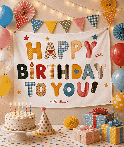  Bez Afiş Happy Birthday To You 100*150 - 