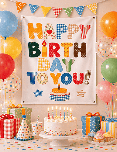 Bez Afiş Happy Birthday To You Pastalı 100*150 - 