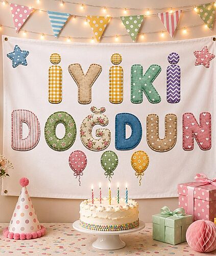 Bez Afiş Retro İyiki Doğdun 100*150 - 