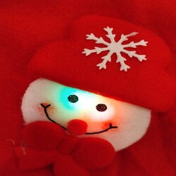 Yılbaşı Kadife Işıklı Noel Baba Şapkası Kardan Adam Figürlü - 2
