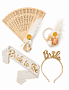 Bride Taç Kuşak Bileklik Kutulu Set - Altın - 1