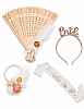 Bride Taç Kuşak Bileklik Kutulu Set - Rose - 1