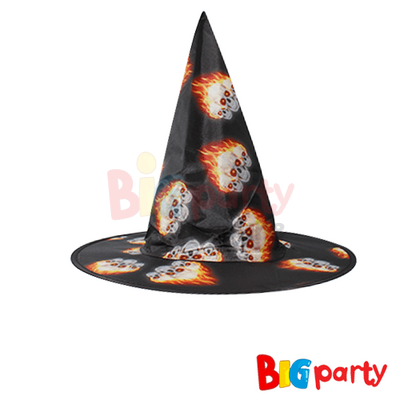 Cadı Şapkası Bez Baskılı Kuru Kafa Ateşli - 1