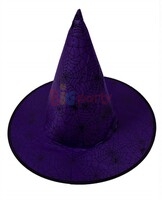 Cadı Şapkası Bez Örümcek Ağı Baskılı Mor - 1