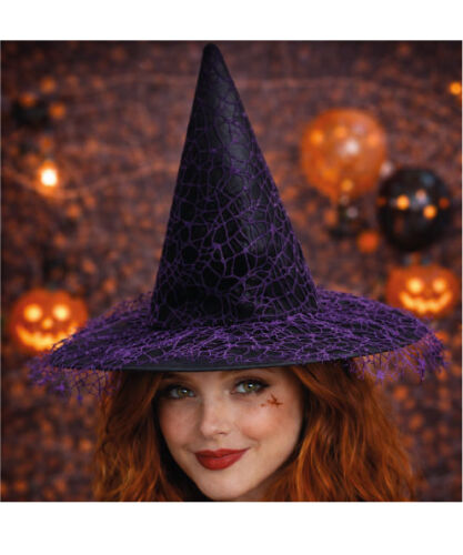 Cadı Şapkası Güpürlü Model Mor - 2