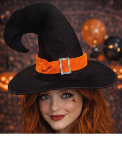 Cadı Şapkası Kadife Kemerli Ultra Lüks Turuncu - 2