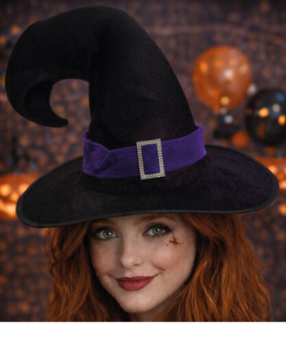 Cadı Şapkası Kadife Kemerli Ultra Lüks Mor - 2