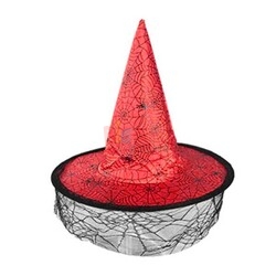  - Cadı Şapkası Kadife Tüllü Kırmızı