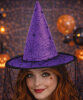 Cadı Şapkası Kadife Tüllü Örümcek Baskılı Mor - 2