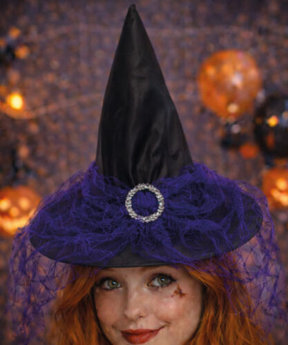 Cadı Şapkası Tokalı Tüllü Mor - 2