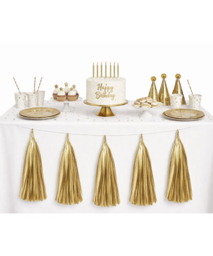 Dekoratif Garland Püsküllü Süs 5 Parça Altın - 