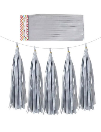 Dekoratif Garland Püsküllü Süs 5 Parça Gümüş - 