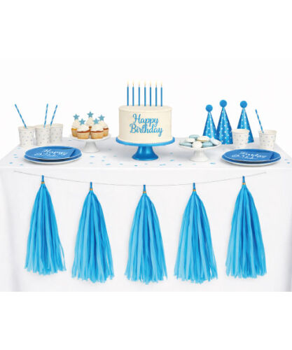 Dekoratif Garland Püsküllü Süs 5 Parça Koyu Mavi - 