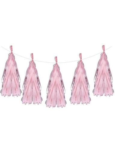 Dekoratif Garland Püsküllü Süs 5 Parça Pembe - 1