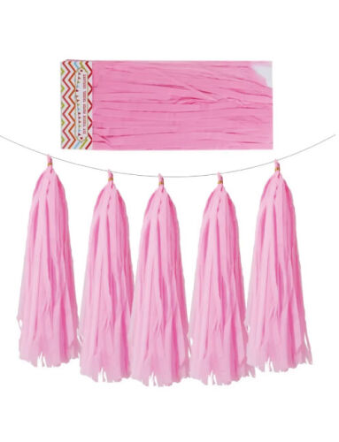 Dekoratif Garland Püsküllü Süs 5 Parça Pembe - 1