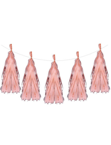 Dekoratif Garland Püsküllü Süs 5 Parça Rose Gold - 1