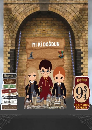Dekoratif Kişiye Özel Ayaklı Pano Seti Harry Potter 3 Parça - 1