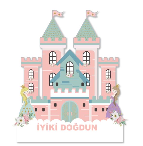 Dekoratif Kişiye Özel Ayaklı Pano Seti Şatolu Prenses 3 Parça - 3